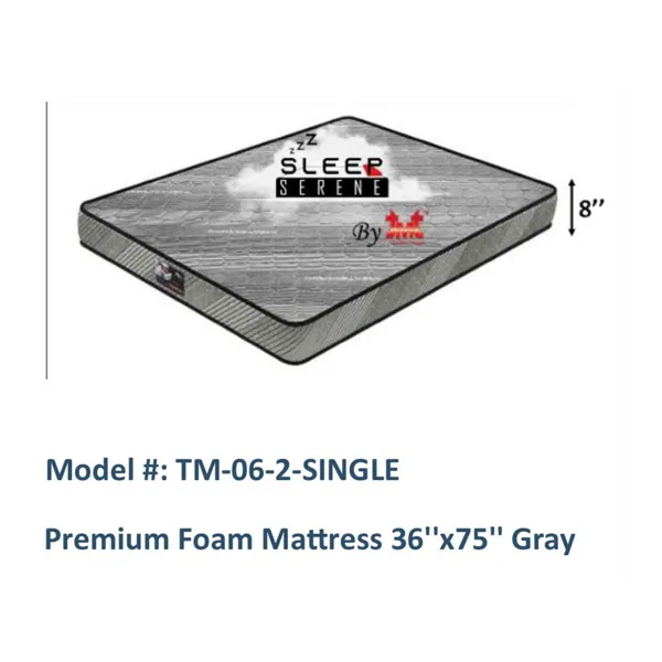 Premium Foam Mattress 91 x 191 cm Gray