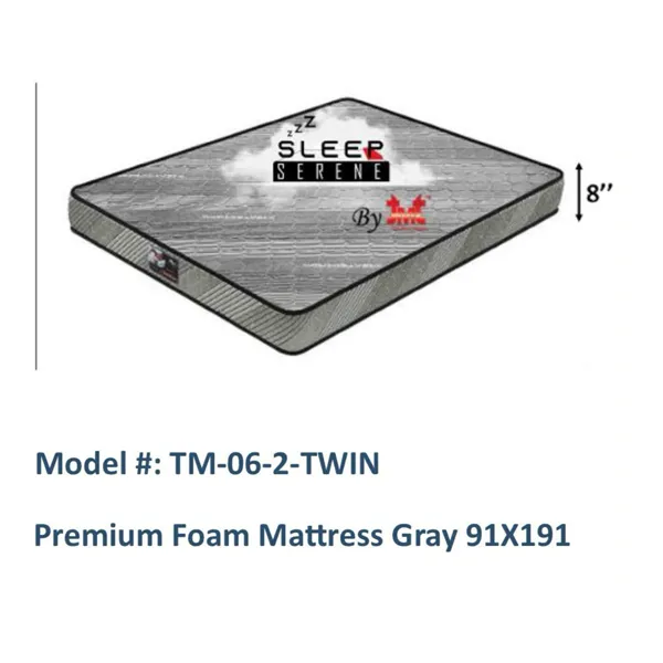 Premium Foam Mattress 99 x 191 cm Gray