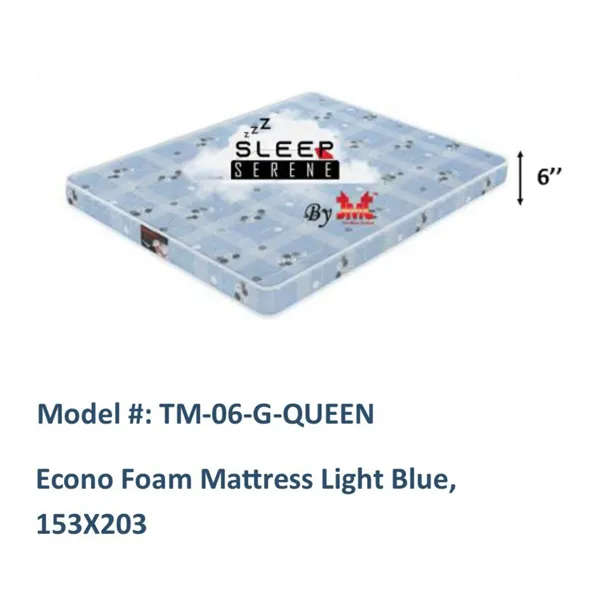 Econo Foam Mattress 153 x 203 cm Light Blue