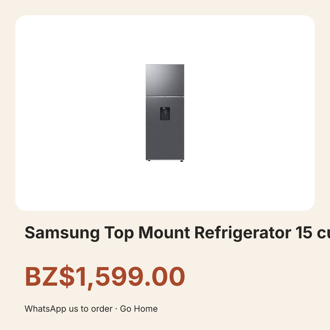 Samsung Top Mount Refrigerator 15 cu ft AI Energy Mode, Water Dispenser
